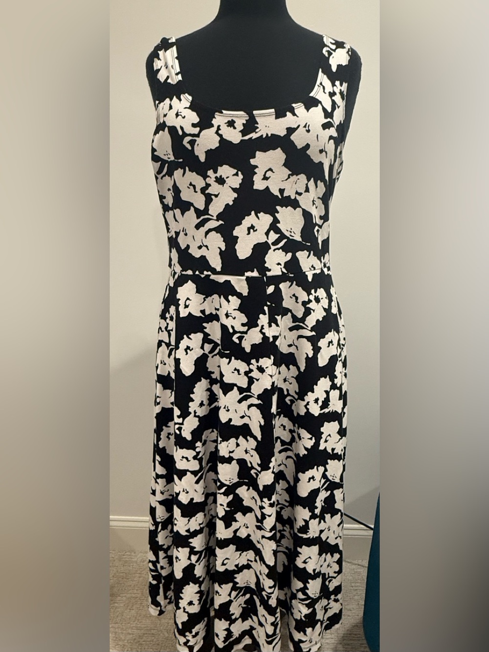 Alfani Black and White Floral Midi Dress